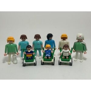 Vintage Playmobil Geobra Hospital Clinic Figure Lot Nurse Surgeon Wheelchair